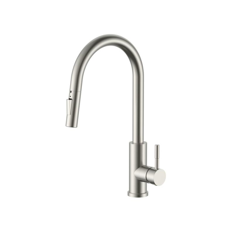 Robinet de cuisine Pure.Sink Elite Steel Stream-S en inox avec bec rétractable PS8045-02.