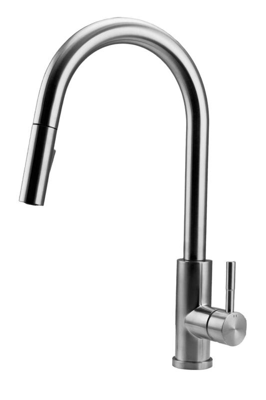Robinet de cuisine Pure.Sink Elite Steel Stream-S en inox avec bec rétractable PS8045-02.