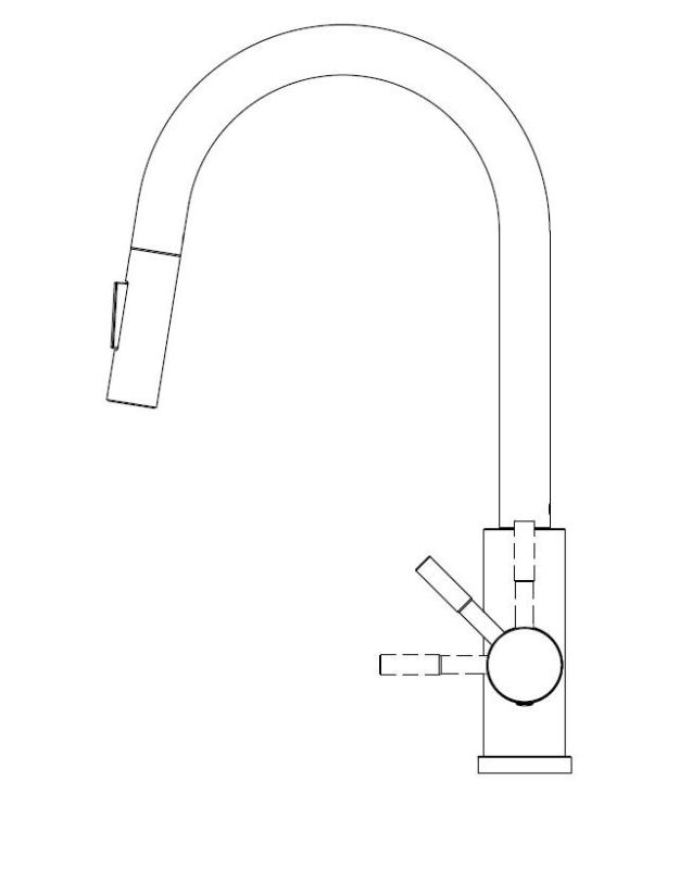 Robinet de cuisine Pure.Sink Elite Steel Stream-S en métal PVD Gun avec bec extractible PS8045-61