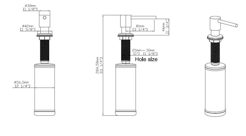 Distributeur de savon encastrable Pure.Sink Elite Steel Shine PVD Gun Metal, rechargeable par le dessus PS9010-61
