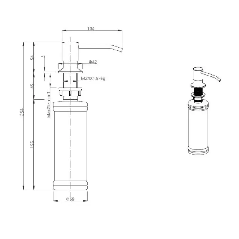 Distributeur de Savon à Encaster Quadri Manchester Chrome - Rechargeable par le Haut 1208967654