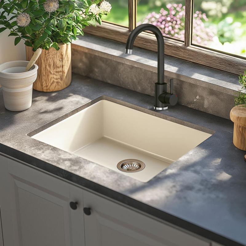 Quadri Coventry Mitigeur de Cuisine Anthracite avec Bec Pivotant 1208967665