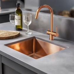 Quadri Leichester Mitigeur de Cuisine PVD Cuivre 3-voies avec une connexion supplémentaire pour l'eau filtrée 1208967670