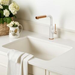 Quadri Stamford Mitigeur de Cuisine Blanc avec Finition en Cuivre PVD et Bec Extractible 1208967687