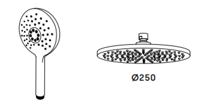 Waterevolution Flow combinaison de douche avec douche de tête PVD Gun Metal 250mm T141NR25GME