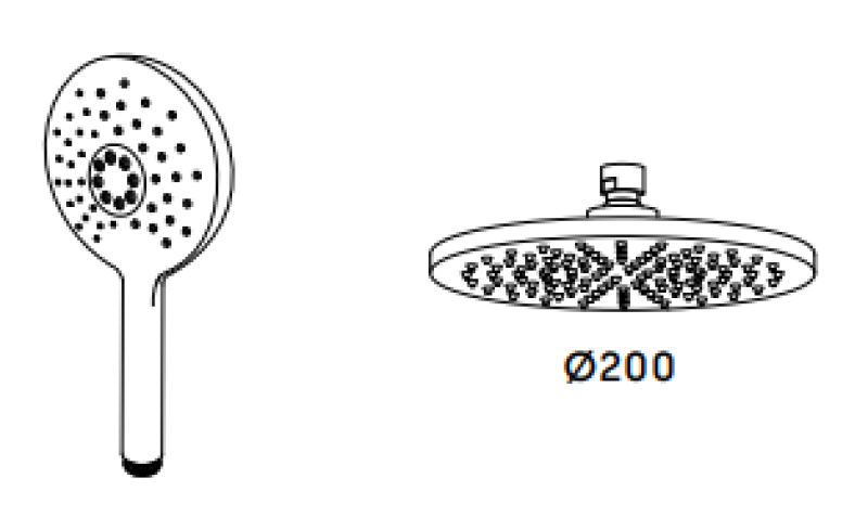 Waterevolution Flow combinaison de douche thermostatique avec douche de tête PVD or White Gold 200mm ronde T141TNRWGE