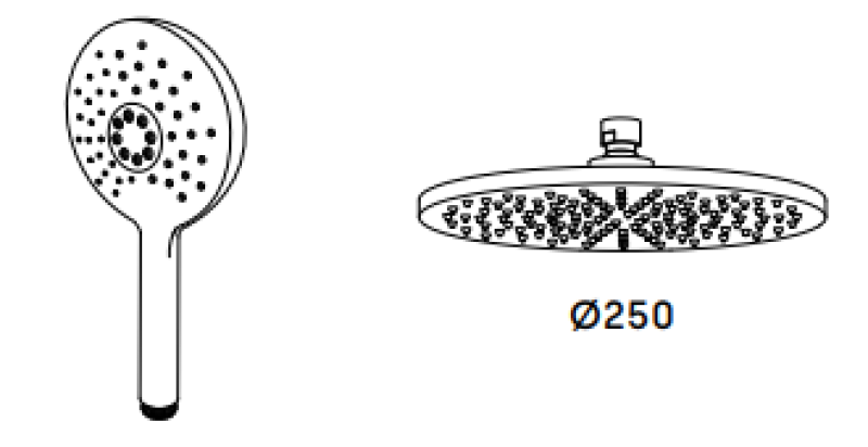 Waterevolution Flow combinaison de douche thermostatique avec douche de tête en inox 250mm ronde T141TNR25IE