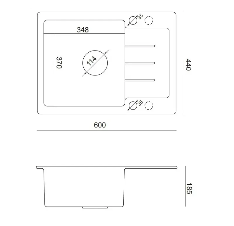 Quadri Kendal Set avec Robinet de Cuisine, Distributeur de Liquide et Évier en Granit Anthracite Doré 60x44 cm avec Égouttoir et Bonde Dorée et Trop-Plein - 1208967843