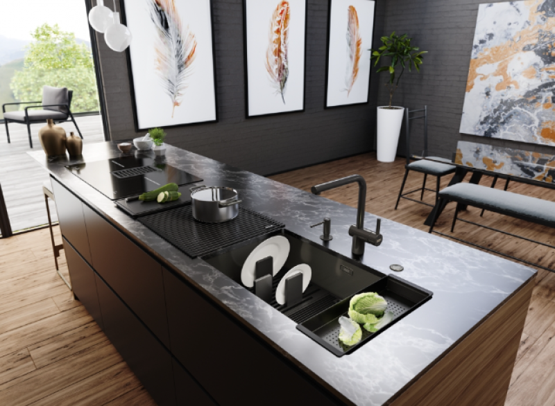 Franke Mythos Masterpiece BXM 210.68 Grande Évier Gun Metal PVD Anthracite 685x410mm Montage à fleur et Montage sous plan - 127.0676.885