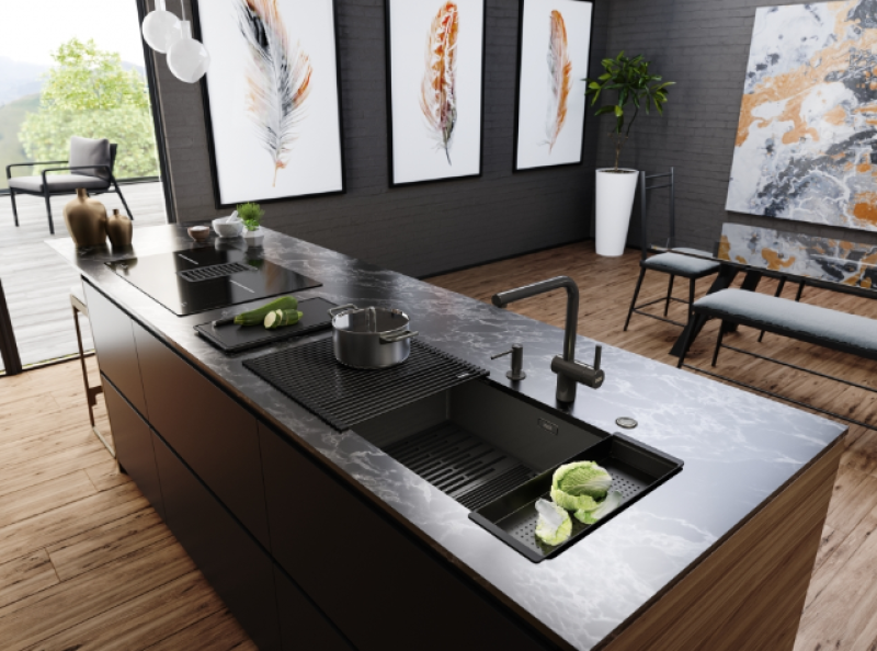 Franke Mythos Masterpiece BXM 210.68 Grande Évier Gun Metal PVD Anthracite 685x410mm Montage à fleur et Montage sous plan - 127.0676.885