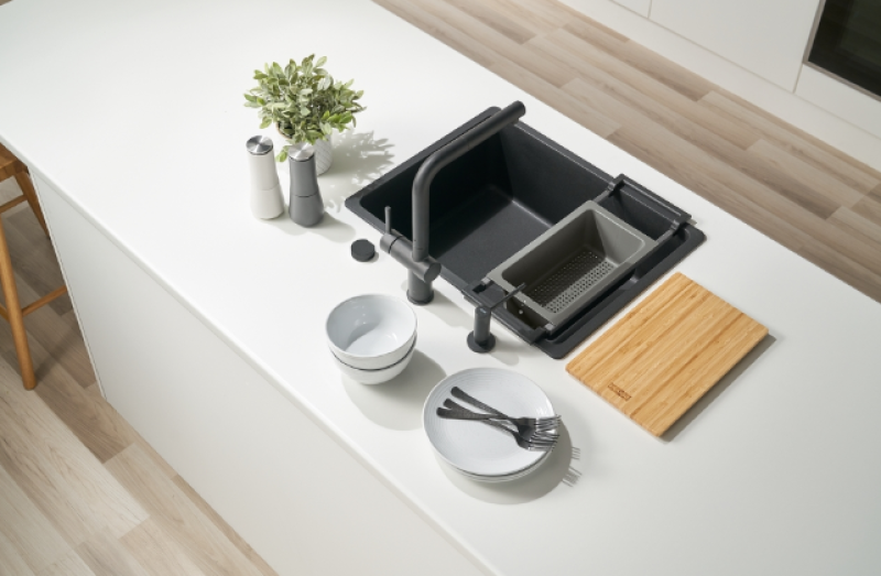 Franke Accessoire Universel All-In Set 1 - Planche à Découper, Bac en Plastique et Pont Télescopique 112.0655.481