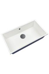 GraniteMy Universal Grand Évier en Granit Blanc 74x40 cm avec bouchon en métal gun - 1208967895