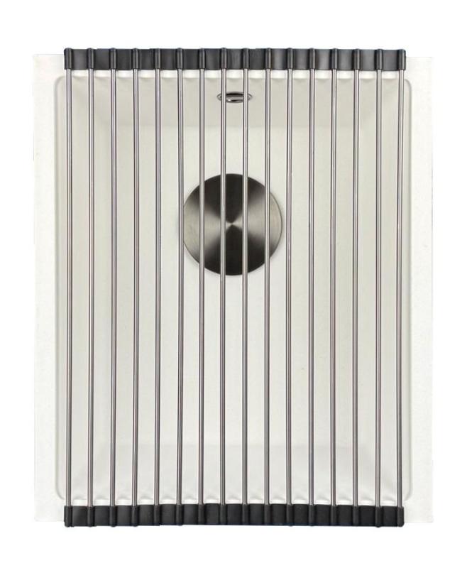 GraniteMy Universal Évier en granit blanc 34 x 40 cm, montage en surface, sous plan et encastré, avec bouchon en bronze 1208967904