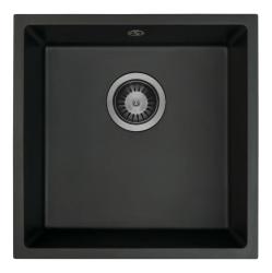 GraniteMy Universal Évier en Granit Noir 40x40 cm noir, installation en surface, sous-plan et affleurante avec bouchon Gun metal 1208967906.