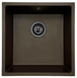 GraniteMy Café Universel Évier en granit 40x40 cm encastrable, sous-plan et à fleur avec bouchon en métal gun - 1208967917