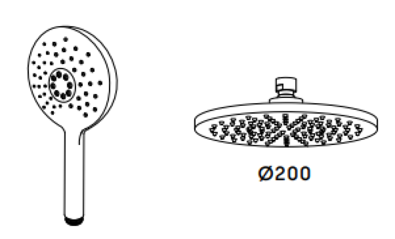 Waterevolution Flow robinet de douche à trois voies avec douche de tête et douchette ronde chromée T131NR01