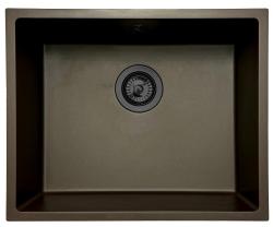GraniteMy Évier de Cuisine Universel en Granit 50x40 cm montage en surface, sous-plan et à fleur avec bonde en métal gun- 1208967928