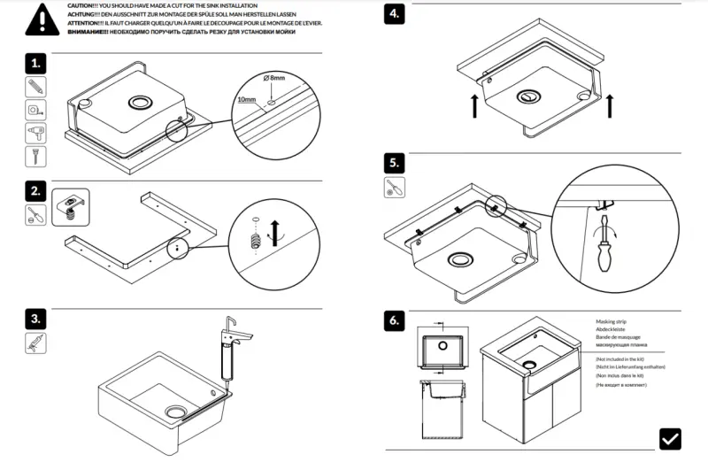 GraniteMy Tradition Évier de Cuisine Rustique en Granit 60x48 cm Noir Sous-Plan et Encastré avec Bouchon Noir 1208967936