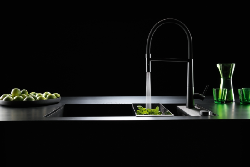 Franke Icon Mitigeur de Cuisine Monocommande avec Douchette Flexible, Noir 115.0690.598