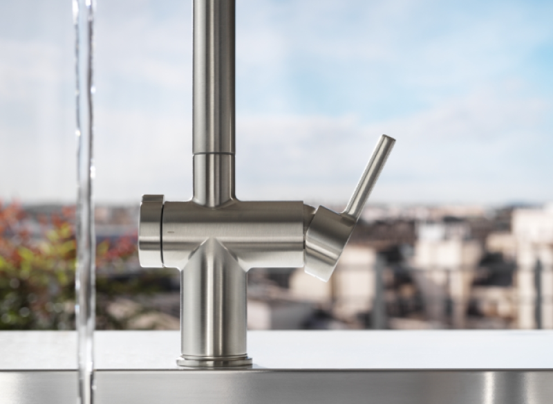 Franke Active Twist Mitigeur Monocommande Aspect Inox avec Bec Extensible et Commande de Vidage Intégrée 115.0653.505