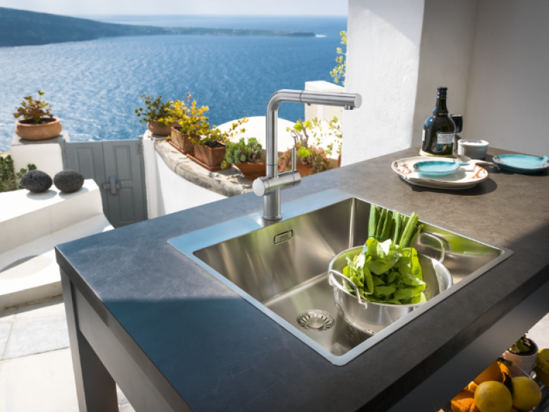 Franke Active Twist Mitigeur Monocommande Aspect Inox avec Bec Extensible et Commande de Vidage Intégrée 115.0653.505