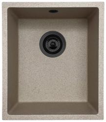 GraniteMy Évier universel en granit beige sable 34x40 cm montage en surface, sous plan et affleurant avec bouchon noir 1208968010