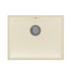 GraniteMy Évier universel en granit beige sable 55x40 cm montage en surface, sous-plan et affleurant avec bouchon en inox 1208968012