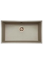 GraniteMy Universal évier en granit beige sable 74x40 cm montage en surface, sous-plan et à fleur de plan avec bonde en cuivre 1208968019