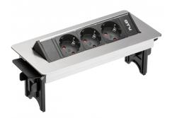 Rallonge de bureau sans cassette 3x prise schuko, câble d'alimentation de 1,5m avec fiche inox (montage à vis)