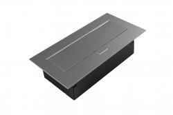 Prise pour meubles 2x prise avec mise à la terre, USB A+C, câble d'alimentation avec prise, alu