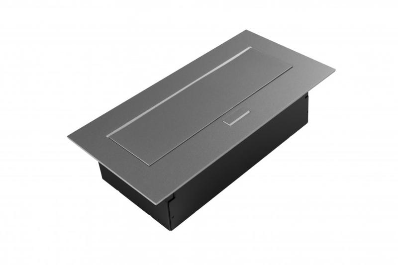 Prise pour meubles 2x prise avec mise à la terre, USB A+C, câble d'alimentation avec prise, alu