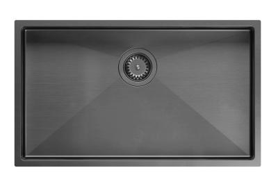Aquadesign Zara Évier Gun metal 74x44cm Sous-meuble, Encastrement à fleur et Montage en saillie avec Bouchon Gun metal - 1208969508