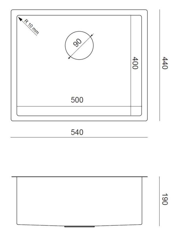 Évier Aquadesign Zara Cuivre 54x44cm Encastré, À Fleur et Posé avec Bouchon en Cuivre - 1208969513