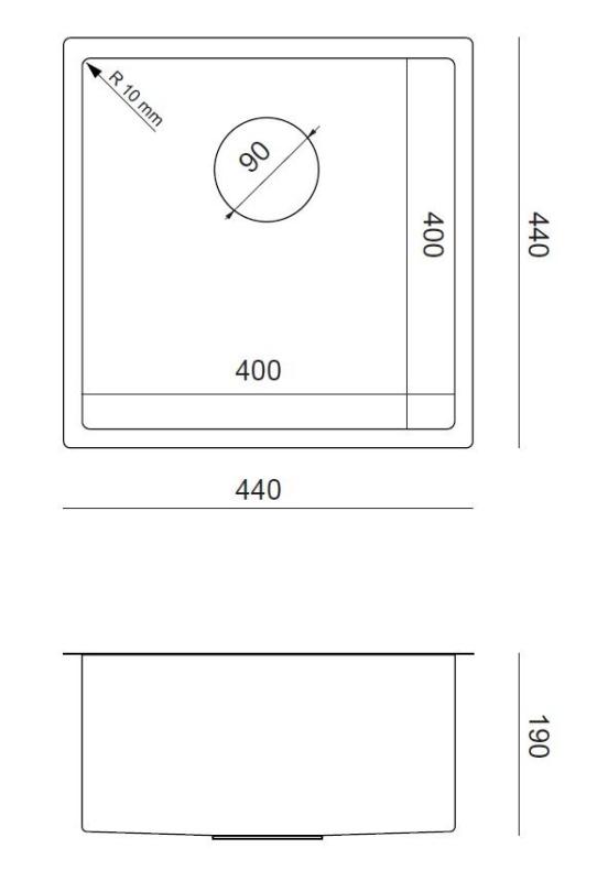 Aquadesign Zara Évier Or 44x44cm Sous-Plan, Intégré et Posé avec Bouchon Doré - 1208969514