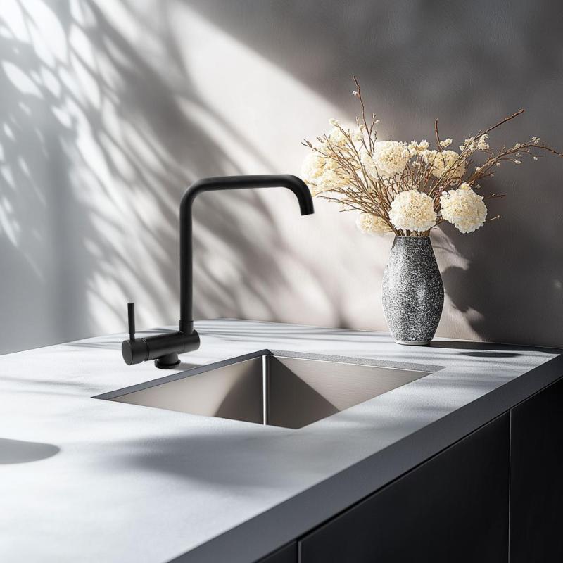 Mitigeur de cuisine Graniteland Serenity noir avec bec repliable 1208969533