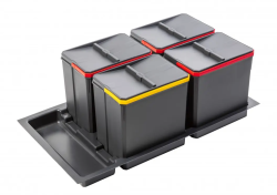 Garbi Basket B-90-T-4 Système de Tri des Déchets pour Tiroir de 90 cm - Inclus avec Support et 4 x Poubelles de 15 Litres 1208969545