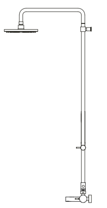 Révolution de l'eau Flow mitigeur de douche trois-voies avec douche de tête diamètre 250 mm et douchette ronde finition métal canon T131NR25GME.