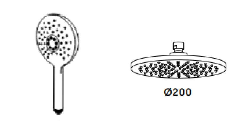 Waterevolution Flow mitigeur de douche thermostatique à trois voies avec douche de tête et douchette ronde en inox T131TNRIE