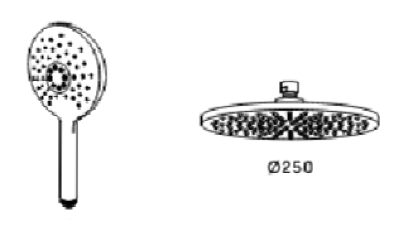 Waterevolution Flow robinet de douche thermostatique à trois voies avec douche de tête 250mm et douchette ronde en inox T131TNR25IE