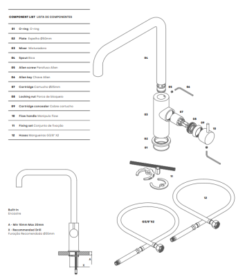 Robinet de cuisine Waterevolution Flow avec bec pivotant à angle droit en inox T158HIE