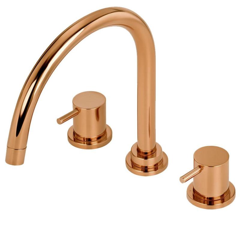 Waterevolution Flow robinet de cuisine à 3 trous avec bec pivotant et connexion pour eau filtrée en cuivre T152UCPE