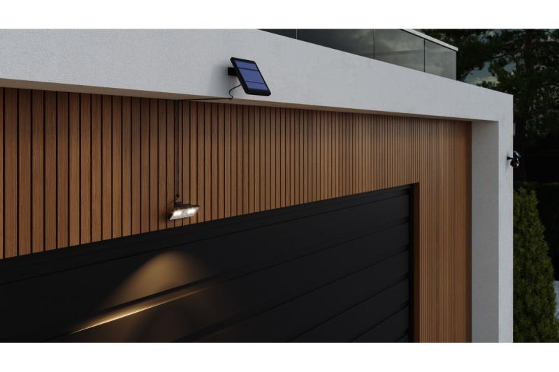 Luminaire solaire avec capteur de mouvement et crépusculaire DAVOS, LED, 1000lm, 4000K, 2000mAh, IP54, noir