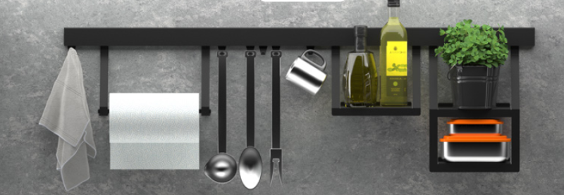 Support Double pour Rails de Cuisine en Métal Noir 1208969967 Epka Luxion