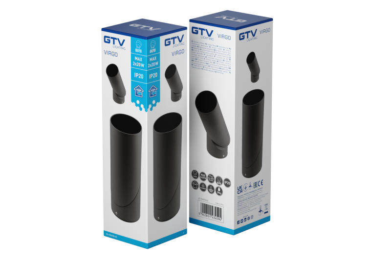 Lampe de plafond VIRGO, max. 250V, 50/60Hz, 57x152mm, IP20, max. 20W, Rond, Noir