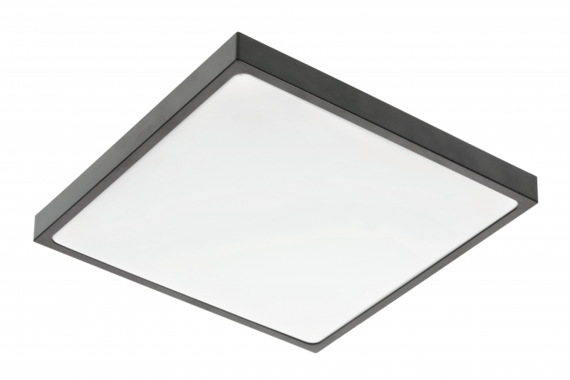 ALTAR LED Plafonnier, 295x295mm, 4000K, 24W, 1680lm, AC180-250V, 50/60 Hz, PF>0.5, IP54, noir, 3 ans de garantie.