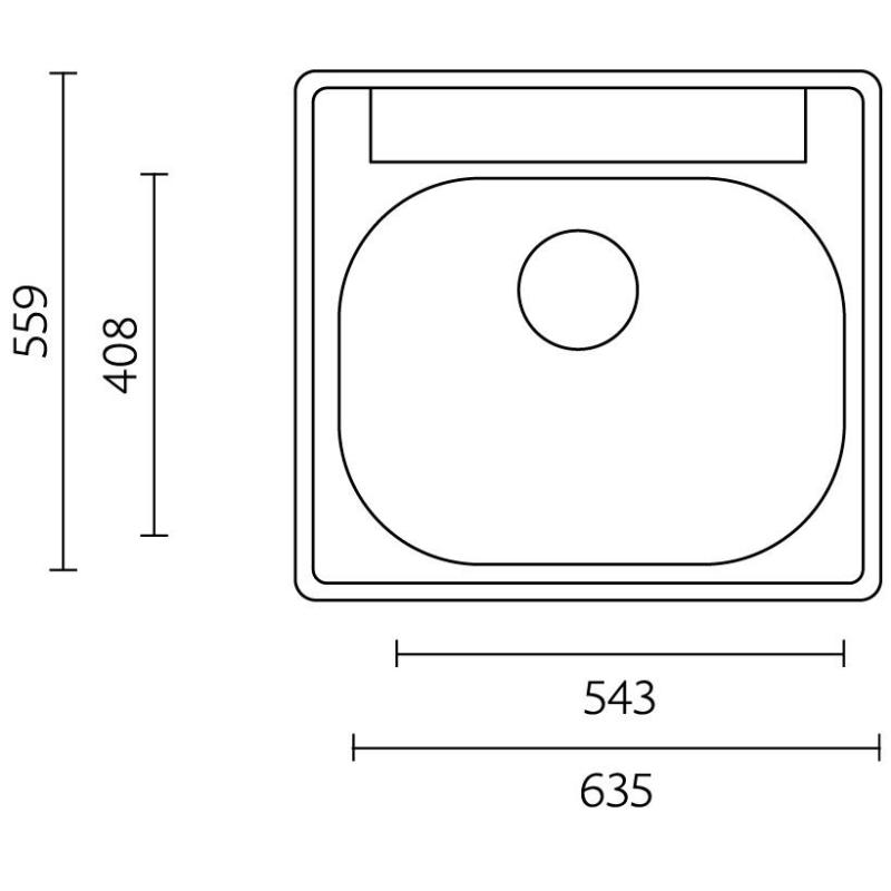 Évier Banka Detroit en inox 635 x 559 mm à encastrer avec trou pour robinet 1208970077