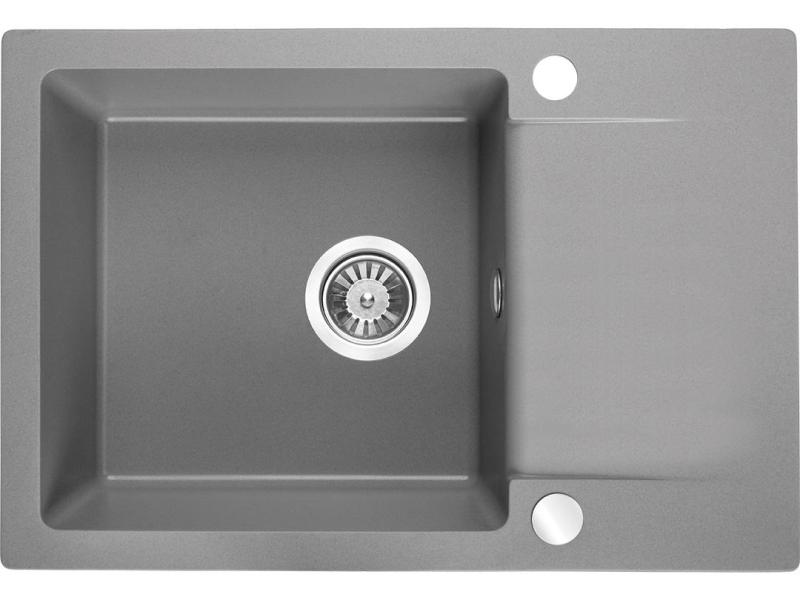 Ensemble Aquadesign Kensley - Évier à Poser en Granit Gris avec Petit Égouttoir et Robinet de Cuisine, 65 x 44 cm 1208970086