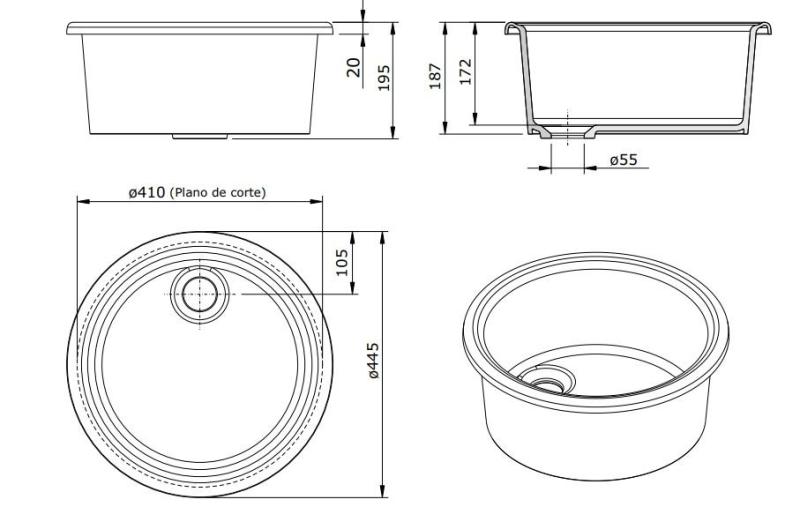 Ausmann Ceramic Brook lavabo rond en céramique blanche à poser 1208970092