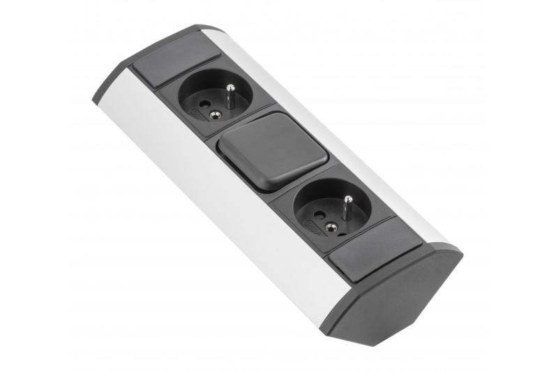 Rallonge d'angle MINI avec interrupteur et 2 prises de courant avec mise à la terre 230 V 16 A