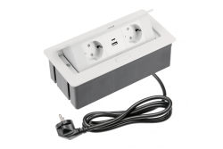 Prise pour meubles SOFT 2x prise Schuko, USB A+C, câble d'alimentation avec prise, blanc.